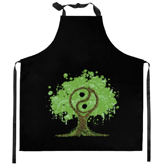 Ying Yang Tree of Life Kitchen Aprons