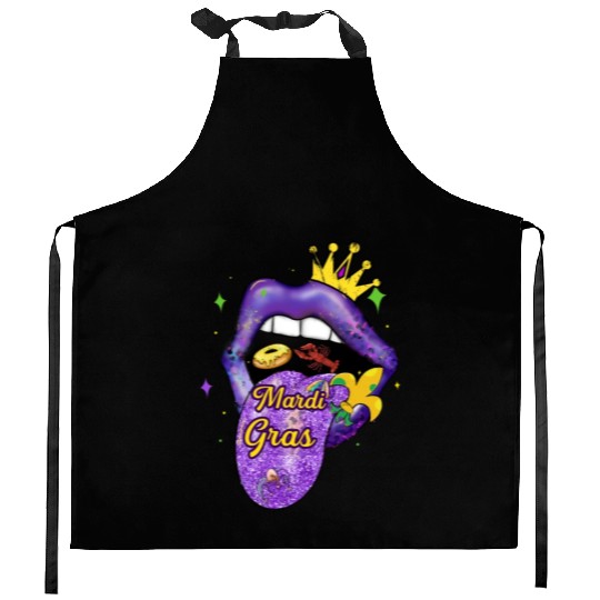 Men Women Queen King Love Mardi Gras Lips Kitchen Aprons