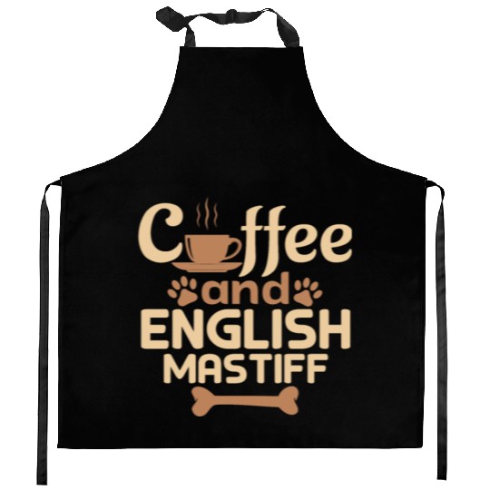 coffe and english mastiff pet lover Kitchen Aprons