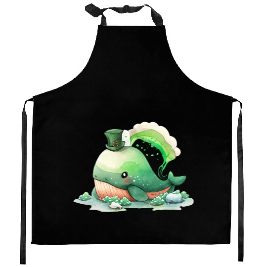 St Patrick's Day Irish Cute Whale Saint Patrick Kitchen Aprons