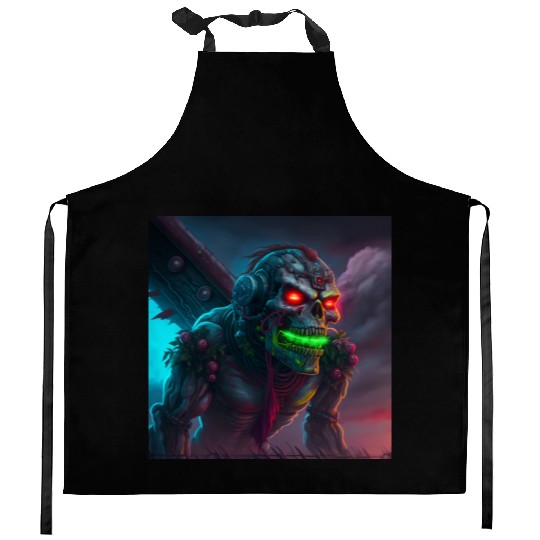 ZOMBIE IRON MAIDEN (version 15) Kitchen Aprons