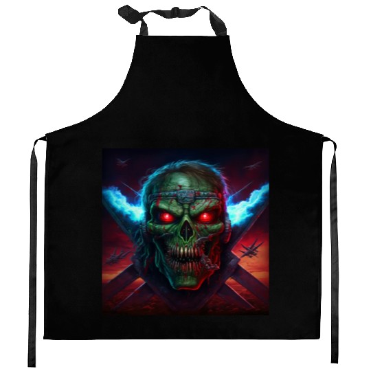 ZOMBIE IRON MAIDEN (version 14) Kitchen Aprons