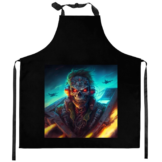 ZOMBIE IRON MAIDEN (version 13) Kitchen Aprons