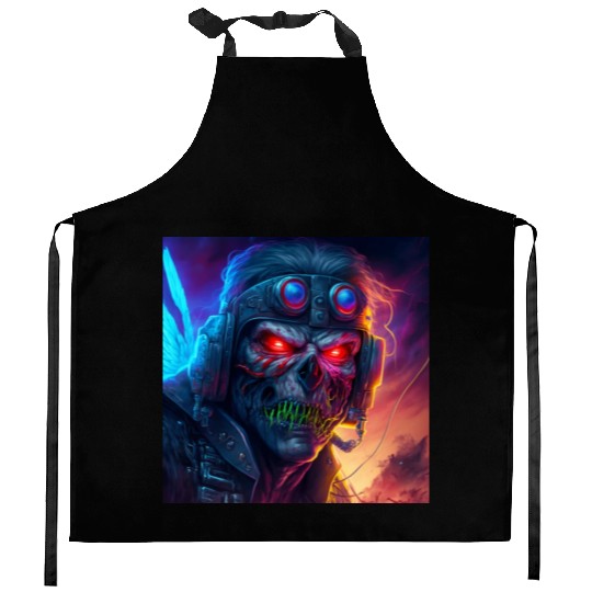 ZOMBIE IRON MAIDEN (version 9) Kitchen Aprons