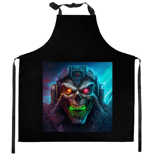 ZOMBIE IRON MAIDEN (version 8) Kitchen Aprons