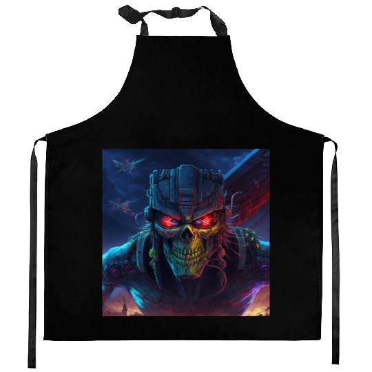 ZOMBIE IRON MAIDEN (version 11) Kitchen Aprons