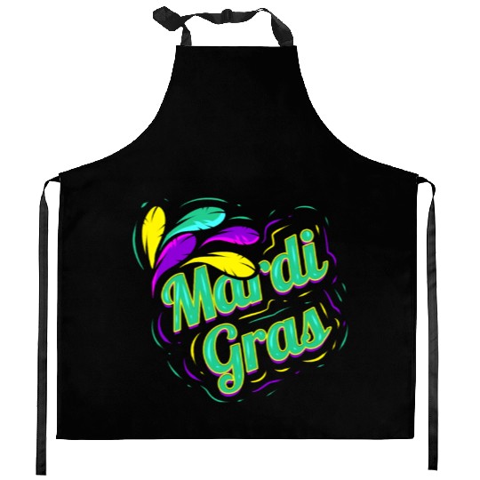 Green Lettering For Mardi Gras Kitchen Aprons