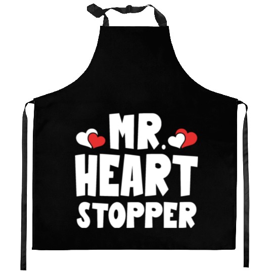 Mr Heart Stopper Funny Boyfriend Valentine's Day Kitchen Aprons