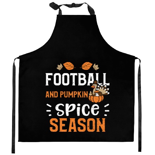Football And Pumpkin Spice Season Kitchen Aprons