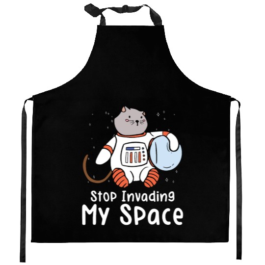 Space Purring Cat Astronaut Cat Lover Spaceship Kitchen Aprons
