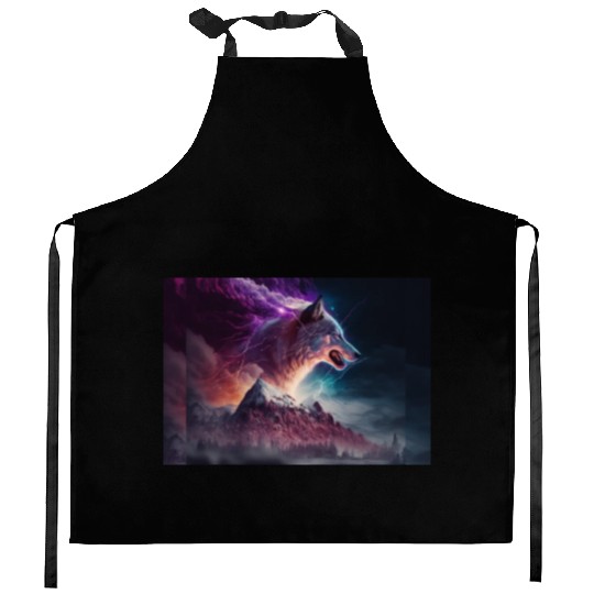 Electric Mountain, Violet Skies, and a Luminous Wo Kitchen Aprons