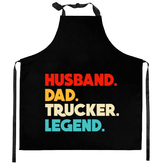 Husband Dad Trucker Legend Kitchen Aprons