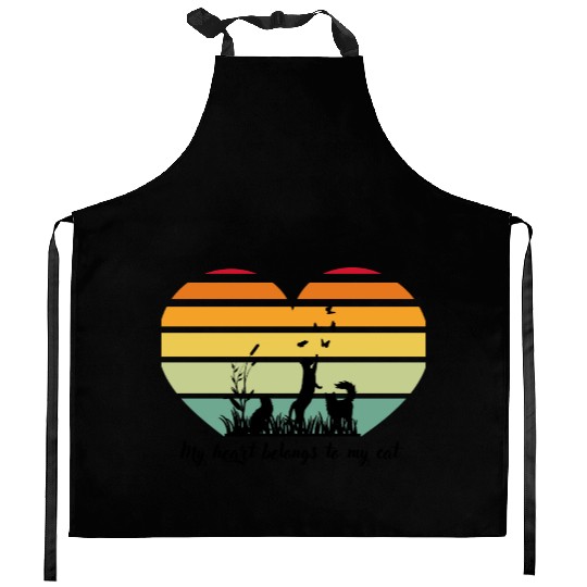 My Heart Belongs to My Cat, Cat Lovers; Funny Cats Kitchen Aprons