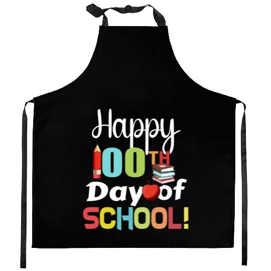 Happy 100 days of school for teacher or kids Kitchen Aprons