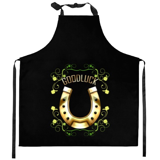 Good Luck With A Golden Horseshoe For Irish St Kitchen Aprons
