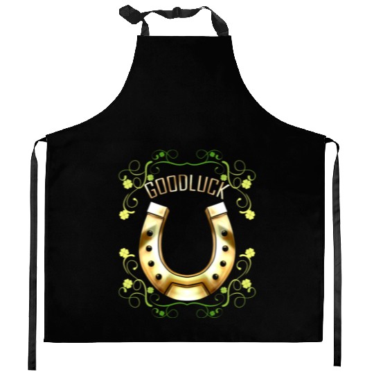 Good Luck With A Golden Horseshoe For Irish St Kitchen Aprons