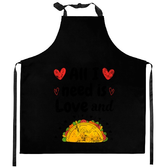 Vintage I Love Tacos Groovy Tacos Are My Valentine Kitchen Aprons