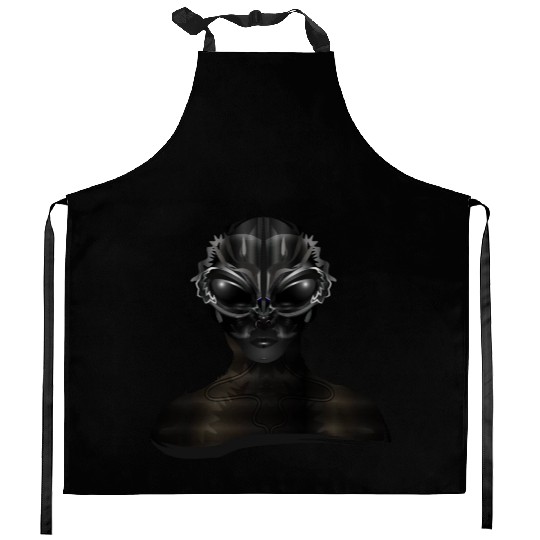 Fantasy portrait of an extraterrestrial being Kitchen Aprons