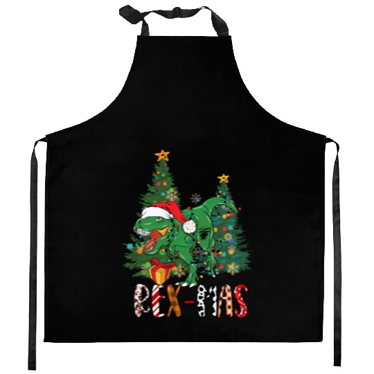 Dino dinosaur T-rex Trex Tyrannosaurus Xmas Kitchen Aprons