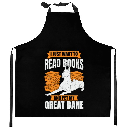 Great Dane German Mastiff Dog Reading Lover Gift Kitchen Aprons