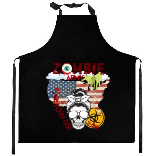 Zombie Army Join Us Now Girl Kitchen Aprons