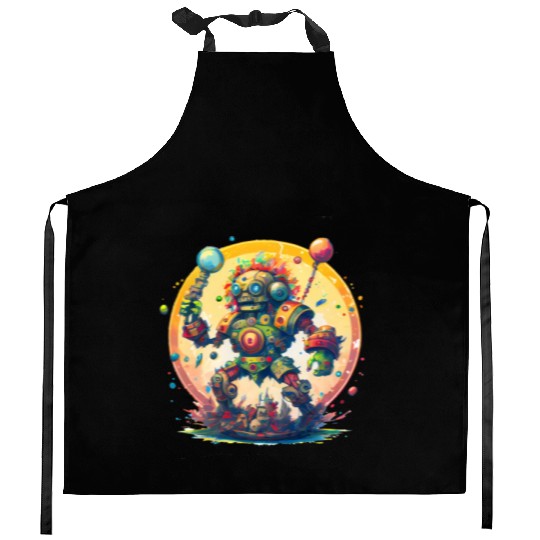 Inca,Maya robot warrior Kitchen Aprons