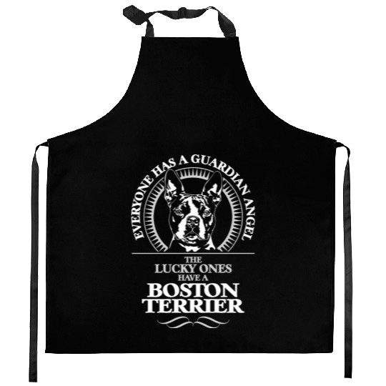 Boston Terrier Guardian Angel Dog quote Kitchen Aprons