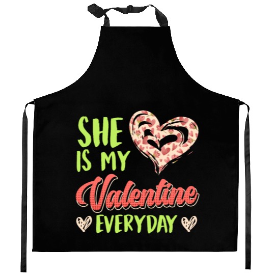 She is my valentine Love Couple Valentine's Day Kitchen Aprons