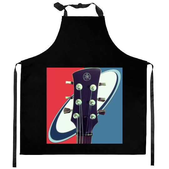 Red White Blue Rock and Roll Themed Guitar Kitchen Aprons