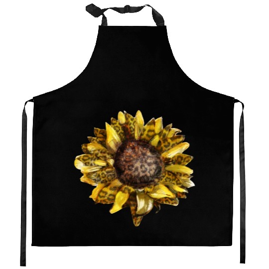 Leopard Print Sunflower Kitchen Aprons