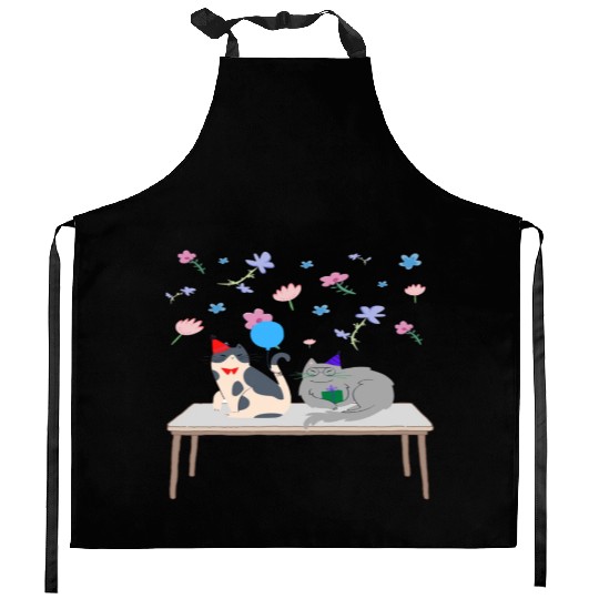 Happy Birthday, I Love You (Cat) Kitchen Aprons