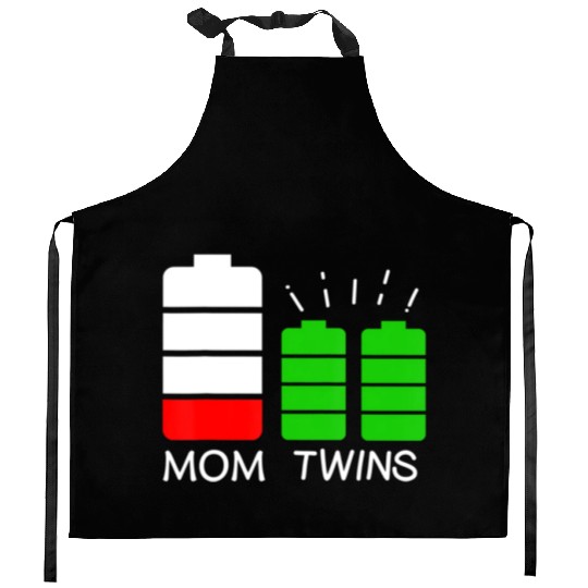 Twin Mom Low Battery Tired Mom Of Twins Kitchen Aprons