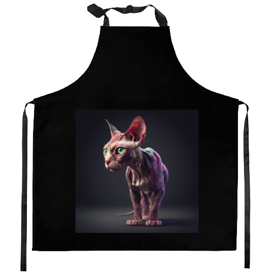 Canadian Sphynx cat with transparent skin Kitchen Aprons