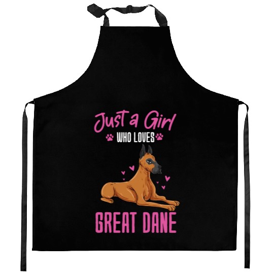 Just A Girl Who Loves Great Dane Kitchen Aprons
