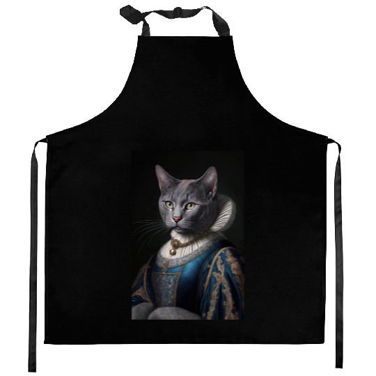 Russian Blue Cat Breed Portrait Royal Renaissance Kitchen Aprons