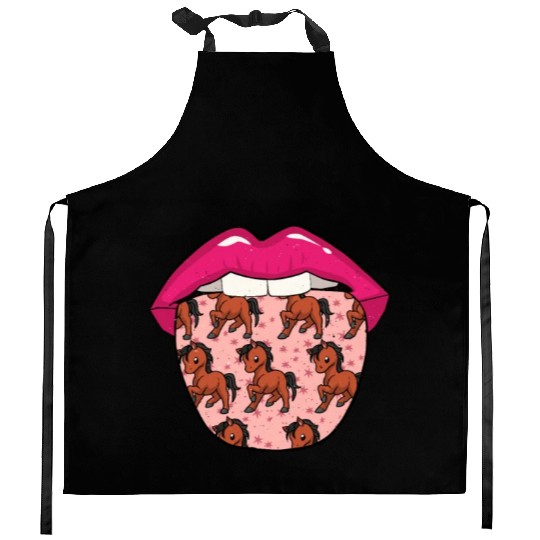 Horse Riding Tongue Kitchen Aprons