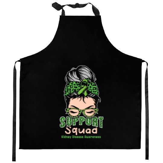 Support Squad Green Kidney Disease Awareness Month Kitchen Aprons