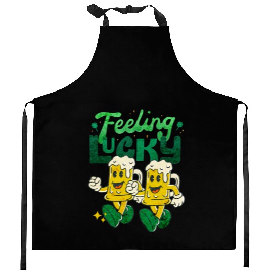 St Patrick's Day Feeling Lucky Retro Vintage Beer Kitchen Aprons
