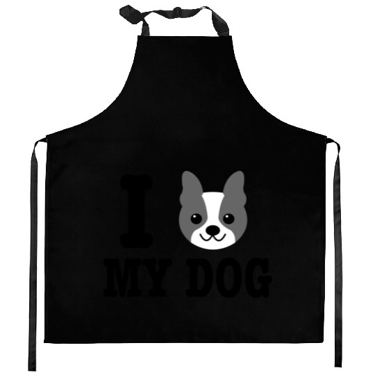 I Love My Boston Terrier Dog Owner Pet Lover Gift Kitchen Aprons