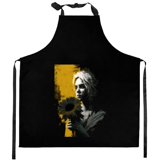 Art Painting Lover Sunflower Girl Art Painting Kitchen Aprons