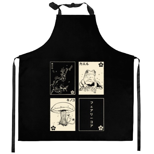 Cottagecore Tarot Cards Fungi Frog Goblincore Kitchen Aprons