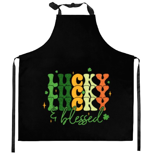 Lucky and Blessed St Patrick's Day Kitchen Aprons