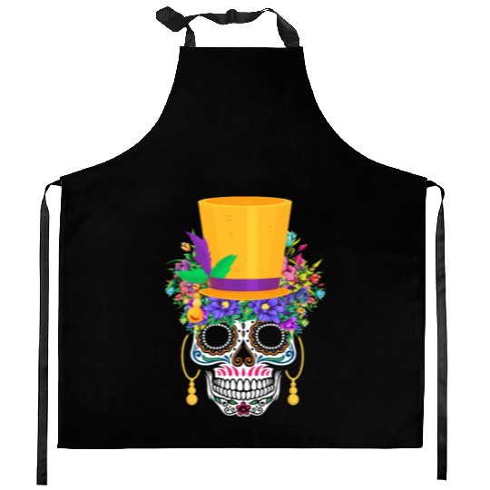 Mardi Gras Costume El Dia De Los Muertos Flower Kitchen Aprons