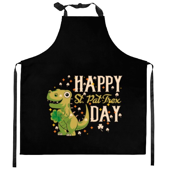 Irish Trex Dino St Patricks Day Kids Toddler Boys Kitchen Aprons