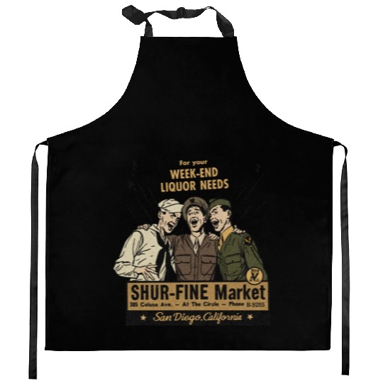 Vintage San Diego Liquor Store Kitchen Aprons