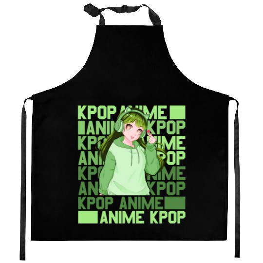Cute Anime And Kpop Girl Finger Heart Saranghae Kitchen Aprons