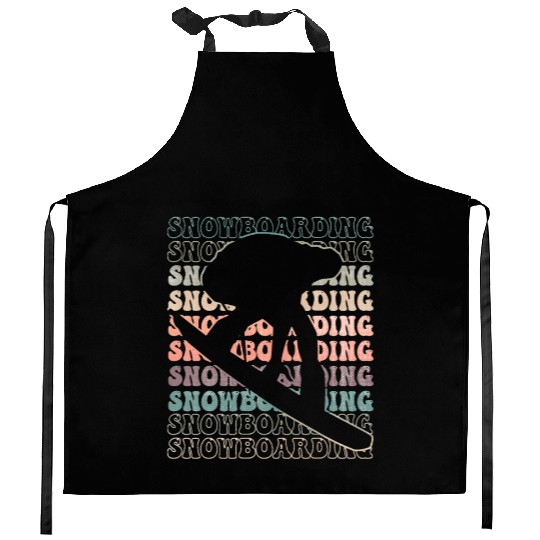 Snowboarding Retro text Kitchen Aprons