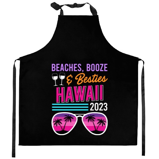 Beach Booze Besties Hawaii Vacation Spring Break Kitchen Aprons