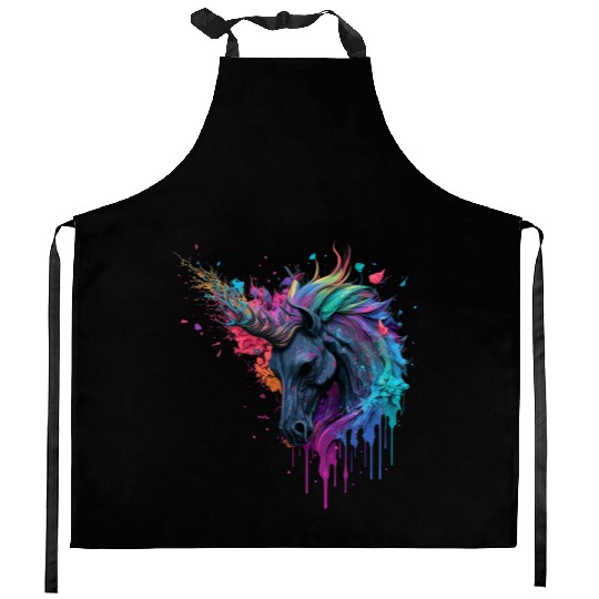 rainbow unicorn Kitchen Aprons