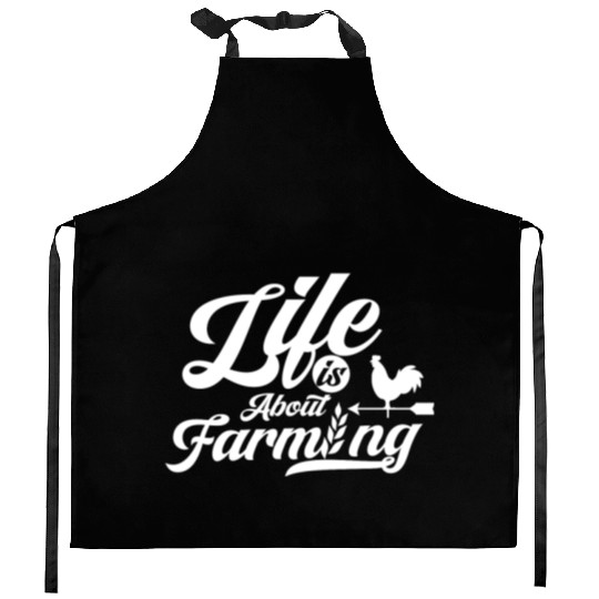 Life Is About Farming Farm Farmer Farmers Ranch Kitchen Aprons